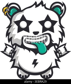 Edgy Rocker Panda Mascot Illustration Stock Vector
