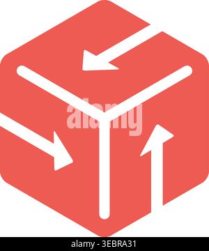 3D Cube Logo with Directional Arrows Minimalist Hexagon Stock Vector
