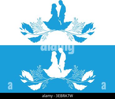 Wedding Couple Silhouette Set Romantic Bride and Groom Stock Vector