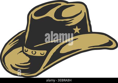 Vintage Cowboy Hat Illustration Stock Vector