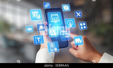 The concept of website design focuses on user experience and functionality. Good website design combines creativity with technology to build an Stock Photo