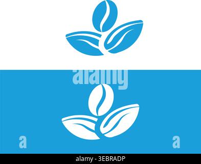 Organic Coffee Bean and Leaves Logo Stock Vector