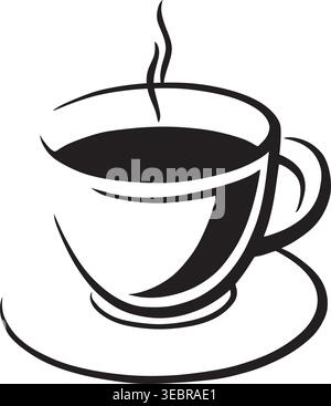 Coffee Cup Line Art Illustration with Steam Stock Vector