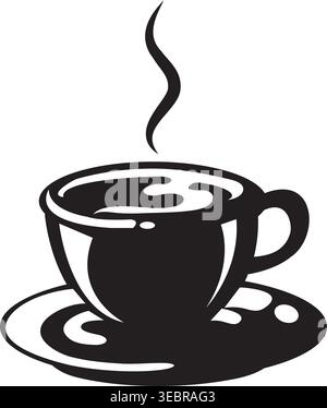 Coffee Cup Line Art Illustration with Steam Stock Vector