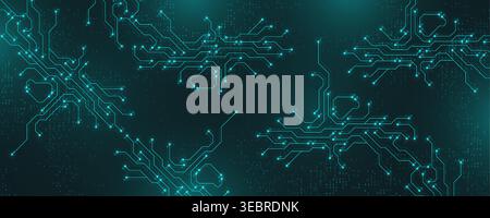 Circuit board digital abstract background. Motherboard technology texture design. AI semiconductor and computer processor on tech bg. Vector Stock Vector