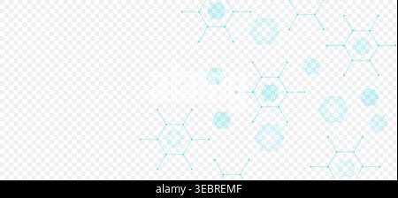 Health care or medical abstract background with hexagons, lines and dots. Scientific innovation banner template concept. Biology and pharmaceutical Stock Vector