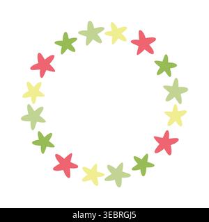Cute Hand Drawn Colorful Star Wreath Frame Vector Stock Vector