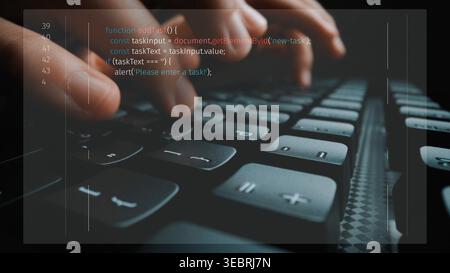 programming for task manager user interface, handling form submission, input validation, task list rendering, and exception alerts with dynamic DOM Stock Photo
