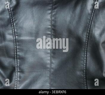 Black leather back panel with vertical seams Stock Photo