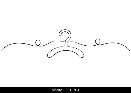 Minimalist continuous line drawing clothes hanger with decorative swirls white background clothing hanger Stock Vector