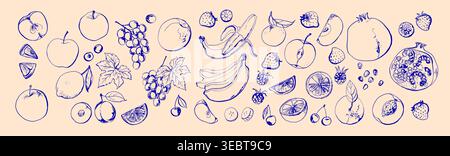 Hand Drawn Watercolor Tropical Fruits - Vector Illustration Stock Vector