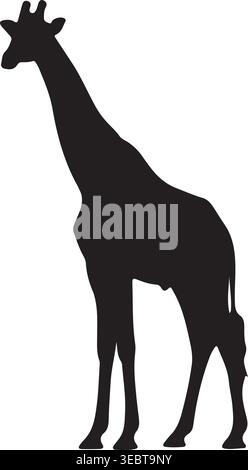 Giraffe Silhouette Vector Illustration Isolated on White Background Asset Art Design Stock Vector