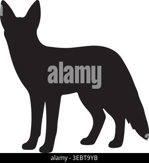 Fox Silhouette Vector Illustration Isolated on White Background Asset Art Design Stock Vector