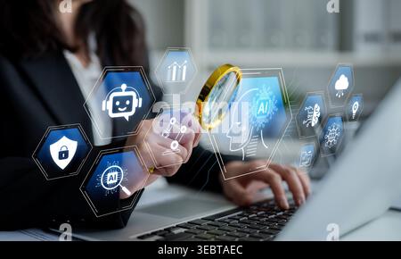 Artificial intelligence use case concept linking analytics, security, cloud services and operations for modern organizations. Corpus Stock Photo