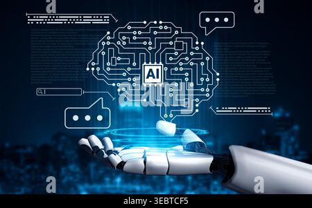 AI processing complex data networks and powering digital transformation, enabling automation, insight generation, and innovative enterprise solutions Stock Photo