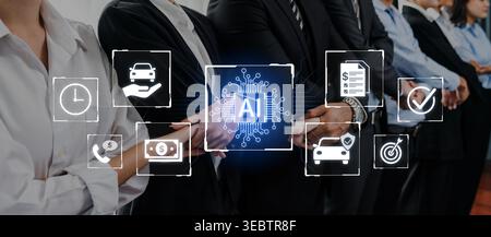 Artificial intelligence automates customer services across finance, insurance and mobility with faster processing and decision support. Corpus Stock Photo