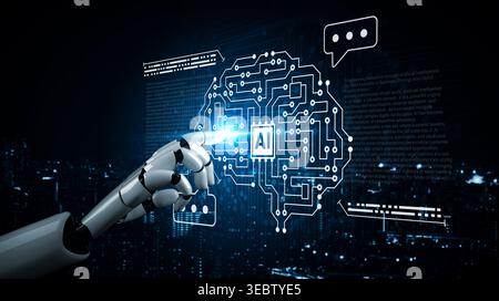 AI processing complex data networks and powering digital transformation, enabling automation, insight generation, and innovative enterprise solutions Stock Photo