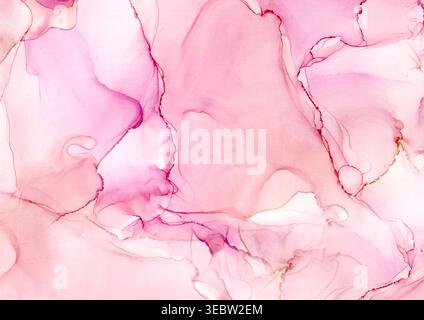 Soft pink alcohol ink abstract with flowing shapes and delicate gradients. Feminine fluid texture ideal for backgrounds, branding, prints and modern d Stock Photo