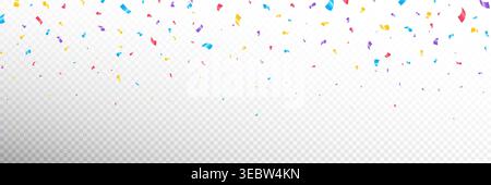 Confetti color background. Colorful falling paper pieces. Festive celebration design isolated on transparent background. Bright party decoration Stock Vector