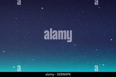 Cosmos background. Blue and green gradient wallpaper. Bright stars and subtle glow. Starry cosmic night sky with soft depth. Color universe texture Stock Vector