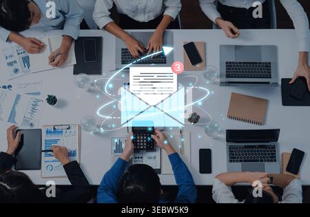 Concept of digital communication and correspondence. Receiving a new message or notification in an email inbox, representing online information Stock Photo