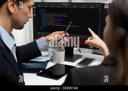 Software development programming on computer screen for brisk application and program coding Stock Photo