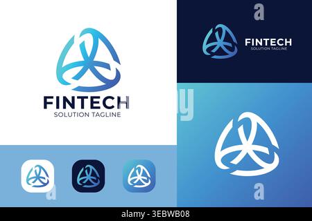 Fintech Blockchain Crypto Technology Logo Template Stock Vector