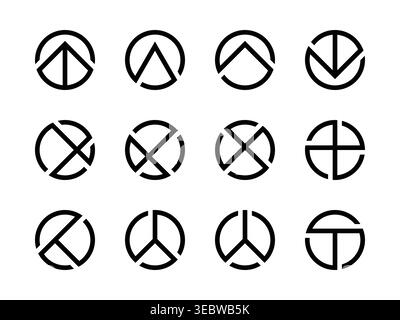Zen Geometric Circle Logo Bundle - Minimalist Lifestyle Icon Set Stock Vector