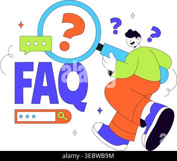 FAQ Vector Illustration featuring Frequently Asked Questions Concept With People Characters, Question Marks, Help Support, UI Elements Design Stock Vector