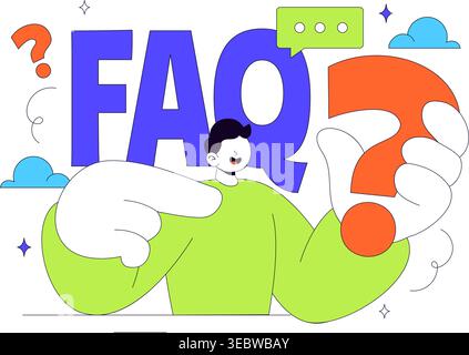 FAQ Vector Illustration featuring Frequently Asked Questions Concept With People Characters, Question Marks, Help Support, UI Elements Design Stock Vector