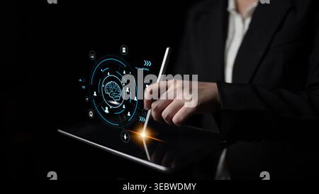 Business intelligence and knowledge management for data-driven decision making. Analysis of company and customer information for strategic insights Stock Photo