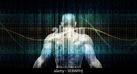Cybersecurity Framework Within Human Digital Form Representation Stock Photo