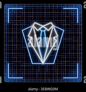 Black tie and collar icon, business and fashion illustration. Cyber neon futuristic icon collection, editable strokes in graphic style. Stock Vector