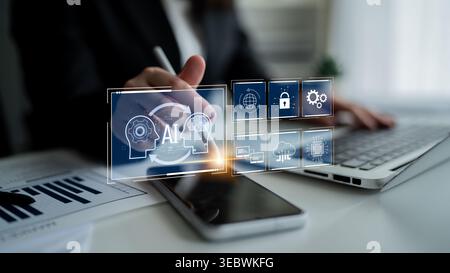 AI system integration improves artificial intelligence platform. AI system integration enhances automation, secures data, supports cloud, and AI Stock Photo