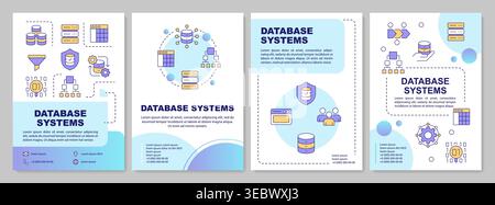 Database systems blue gradient brochure layout Stock Vector