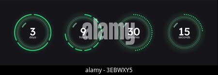 Glass translucent countdown timer set on dark background Stock Vector