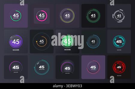 Versatile style countdown timer set on dark background Stock Vector