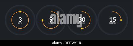 Orbit minimal countdown timer set on dark background Stock Vector