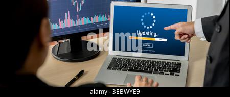 Software update on computer for brisk version of device software upgrade Stock Photo