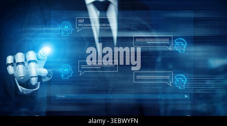 AI enhances chatbot interface by streamlining chatbot, communication, and AI support into one intelligent conversational platform Vouch Stock Photo