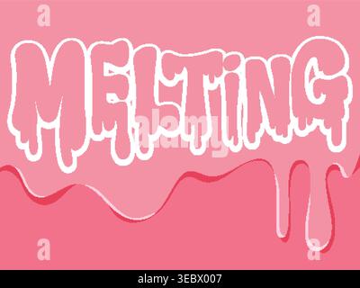 Pink bubble letter typography with liquid drips against a layered pink background vector art Stock Vector