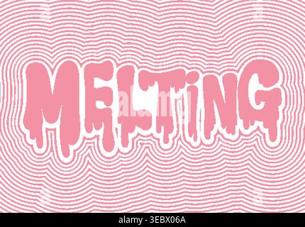 Stylized pink melting text centers within a retro psychedelic pattern of concentric wavy lines Stock Vector