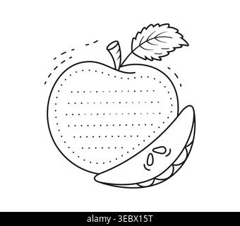 Juicy apple fruit kids memo note template. Kids diary sheet vector frame, scrapbook page. Farm garden fruit child memo note template or children schedule To Do list with ripe whole apple and slice Stock Vector