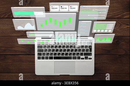 Digital business chart displayed on a laptop showing data for financial analysis and planning Stock Photo