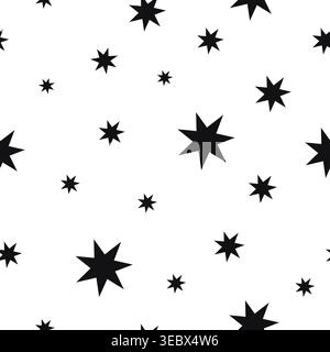 Black stars seamless fabric design pattern Stock Vector