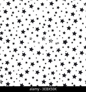 Black small stars seamless fabric design pattern Stock Vector