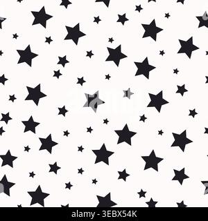 Black stars seamless fabric design pattern Stock Vector
