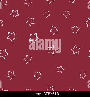 White star with red background seamless fabric design pattern Stock Vector