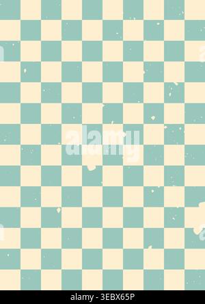 Groovy blue swirl checkerboard poster. Stock Vector