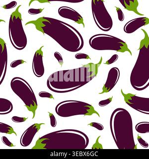 purple eggplants seamless pattern vector illustration. Ripe eggplant on a color background Stock Vector